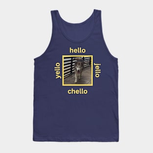 Husky Walking Yellow Hello Jello Chello Tank Top